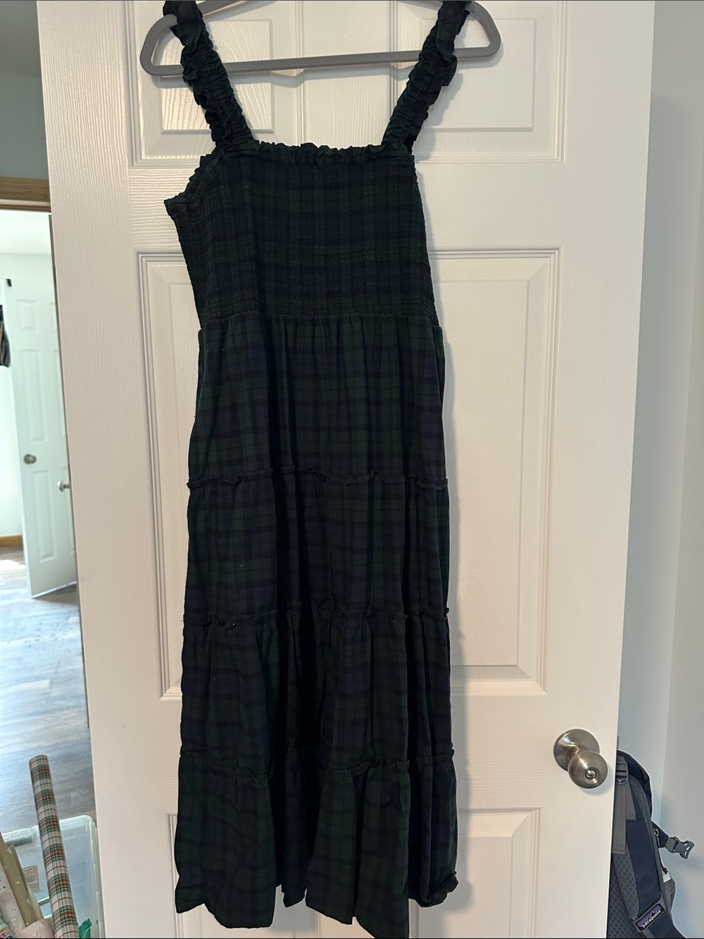 J. Crew Blackwatch Plaid Maxi Dress - Dark Green and Navy - Picture 6 of 8
